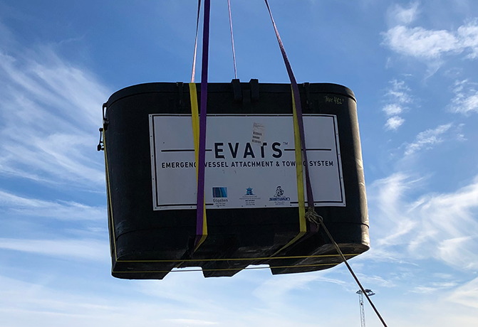 EVATS crate delivery via helicopter.