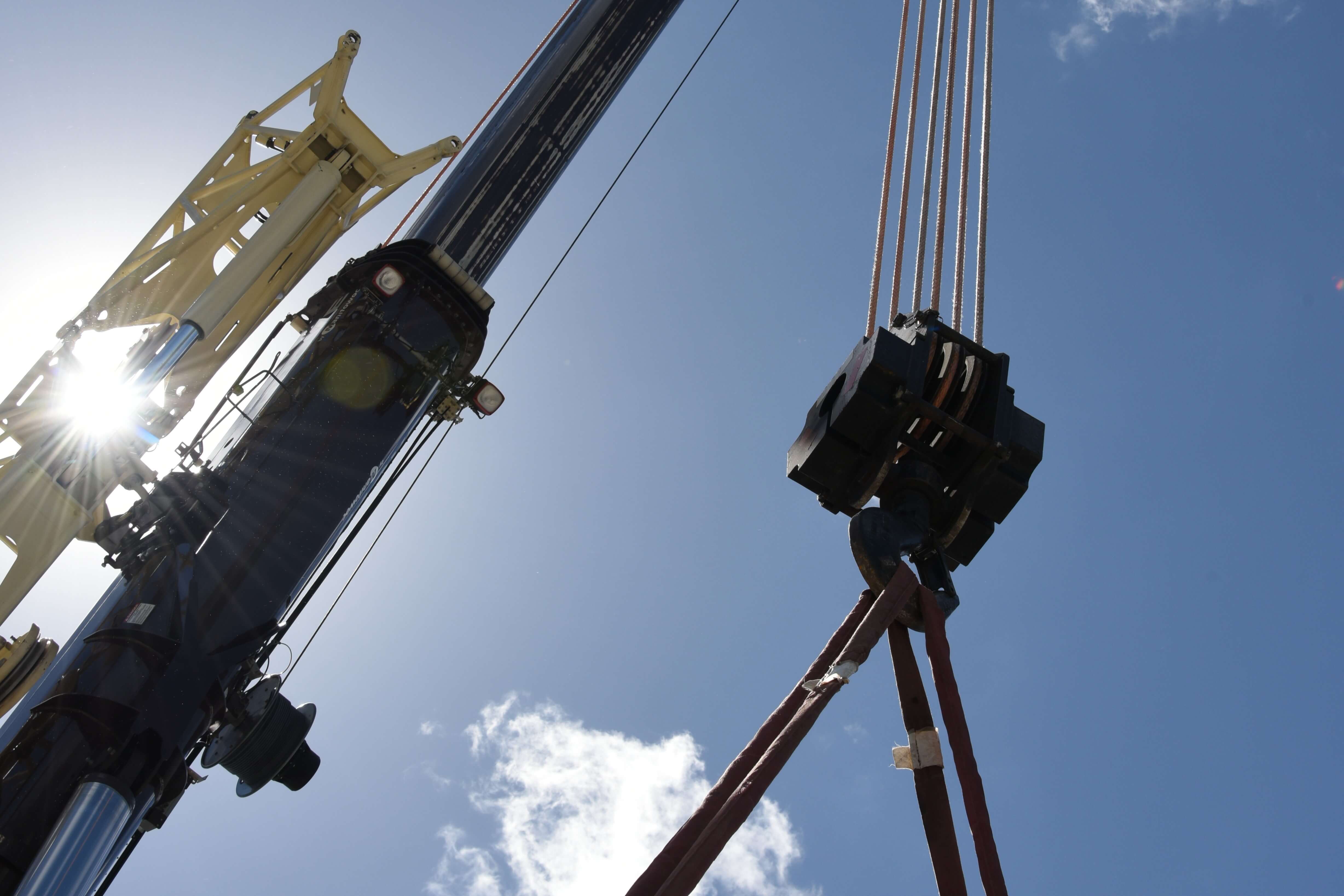 Spool of orange Samson Rope hoisting rope used for crane operations